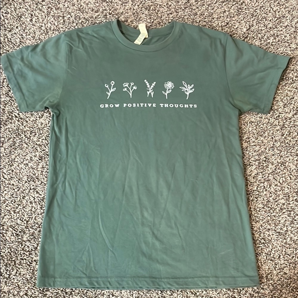 Next Level Apparel Forest Green Tee with Uplifting Message